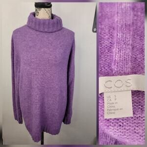 COS Alpaca Blend Turtleneck Knit Pullover Sweater Womens Size S Oversized Purple